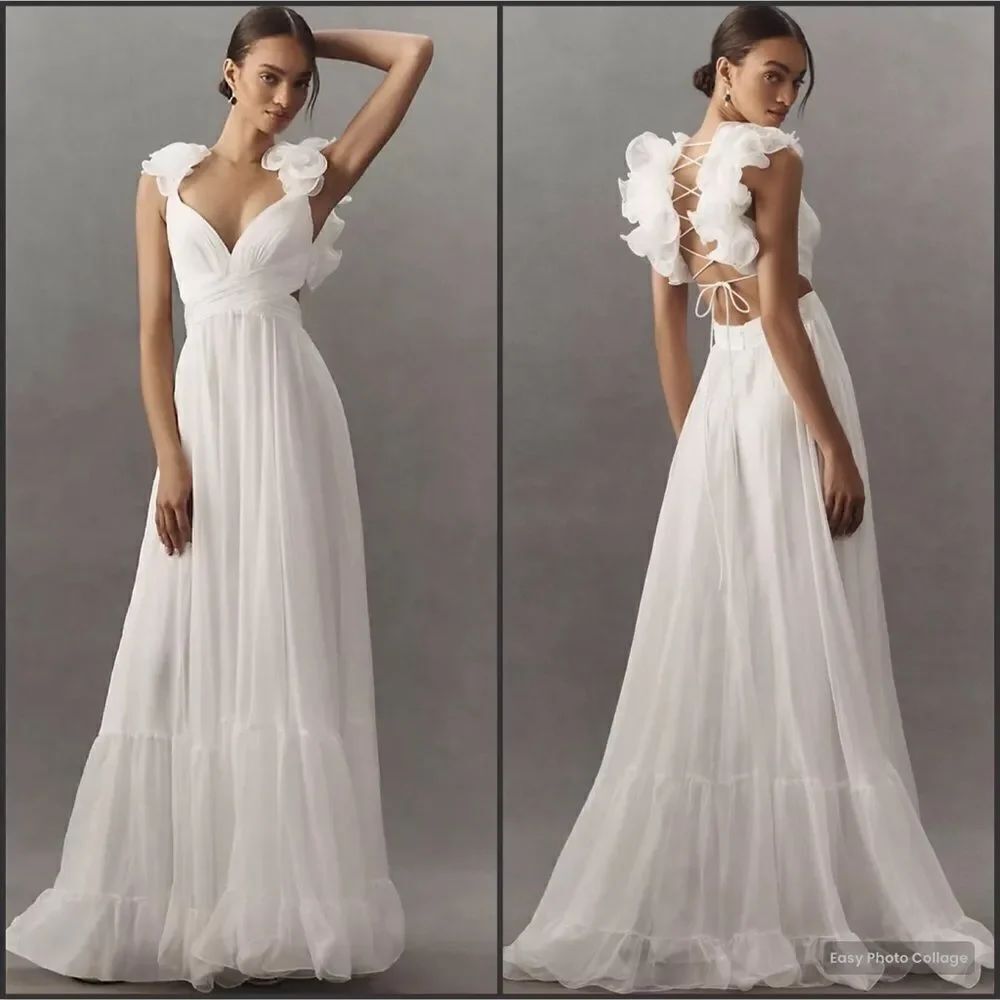 Mac Duggal 67911 Womens  Ruffled Tiered Cut Out Chiffon Gown Dress